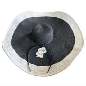 San Diego Hat Co Womens Large Brim Floppy White & Black One Size Sun Hat NWT